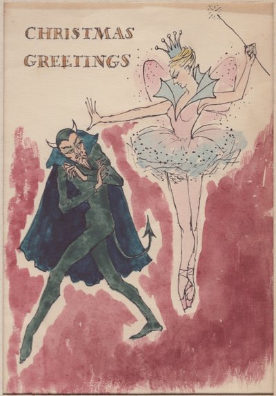 悪魔と妖精、クリスマス カード、1952 年。 作： Shirley Markham
