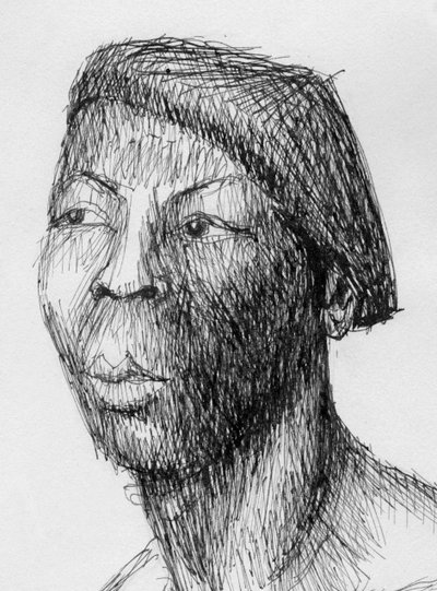 ベレー帽をかぶった男性の頭部、c1950。 作： Shirley Markham