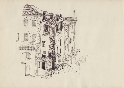 マンサード屋根の家、イタリア、c1950。 作： Shirley Markham