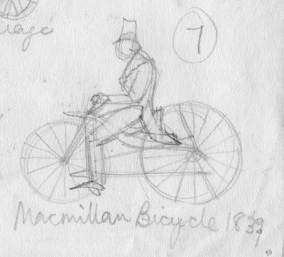 「マクミランの自転車、1839 年」、1950 年頃。 作： Shirley Markham
