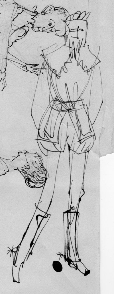 時代衣装を着た男、1950年頃。 作： Shirley Markham