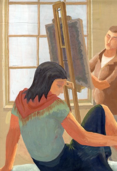 デッサン教室のモデルと生徒、c1950。 作： Shirley Markham