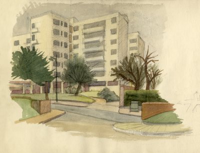 近代的な建物、ロンドン、1950 年頃。 作： Shirley Markham