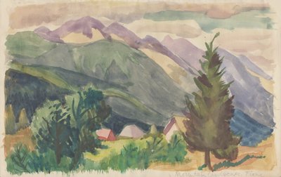 「山の風景、ティオーネ」、1950 年頃。 作： Shirley Markham