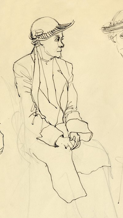 帽子をかぶって座っている女性、1953 年。 作： Shirley Markham