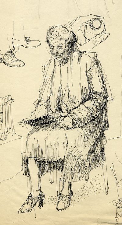 座って読書をしている女性、1953 年。 作： Shirley Markham