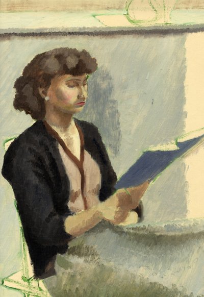 座って読書をしている女性、c1953。 作： Shirley Markham
