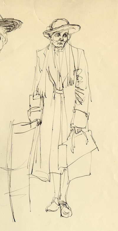 帽子をかぶって立っている女性、1953 年。 作： Shirley Markham