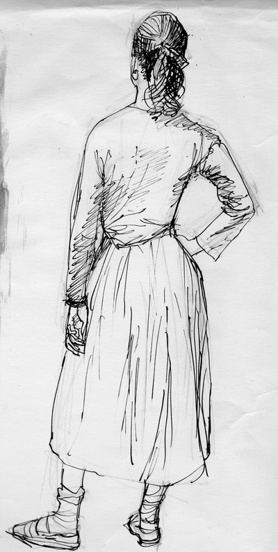 後ろから見た立っている女性、c1950。 作： Shirley Markham