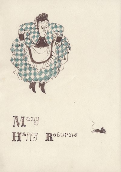 ネズミに怯えている女性、c1950。 作： Shirley Markham