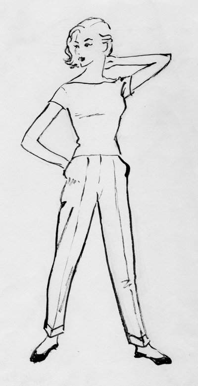 シガレットパンツの女性、c1950。 作： Shirley Markham
