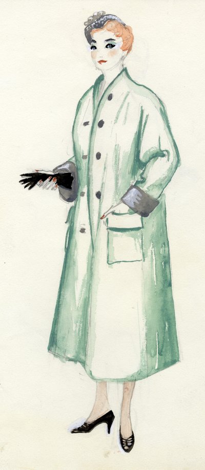 緑のコートを着た女性、c1950。 作： Shirley Markham