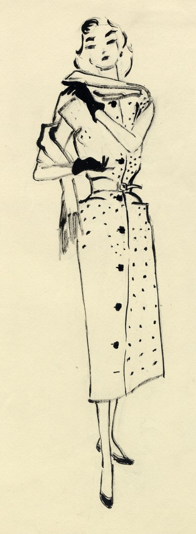 斑点のあるドレスを着た女性、1950年頃。 作： Shirley Markham