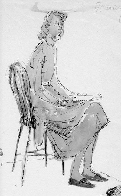 椅子に座る女性、1950年頃。 作： Shirley Markham