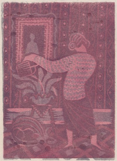 植物に水をやる女性、c1951。 作： Shirley Markham