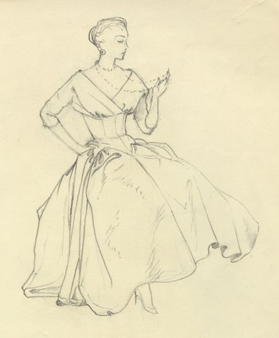 ネックレスを持つ女性、c1952。 作： Shirley Markham