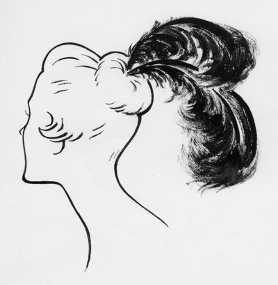 ダチョウの羽を持つ女性、1950 年頃。 作： Shirley Markham