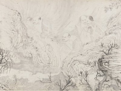 1667 年の 16 羅漢。 作： Shitao
