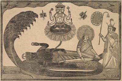 アナンタサヤン（蛇アナンタに涅槃するヴィシュヌ） 作： Shri Gobinda Chandra Roy