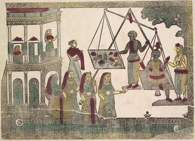 クリシュナは、貴重なオブジェクトに対して加重 (?) (裏面) 作： Shri Gobinda Chandra Roy