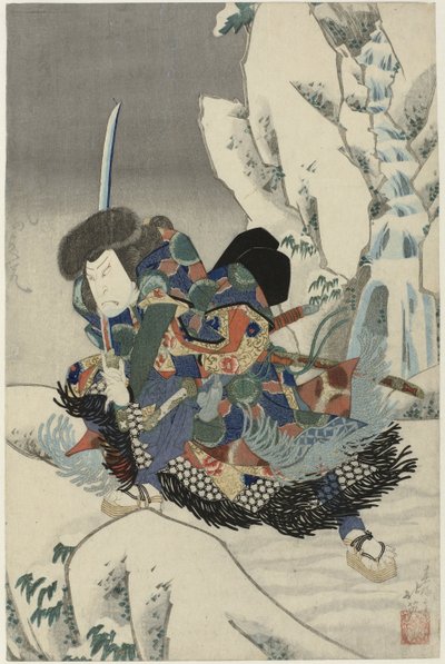 刀を持った雪景色の役者 作： Shunbaisai Hokuei