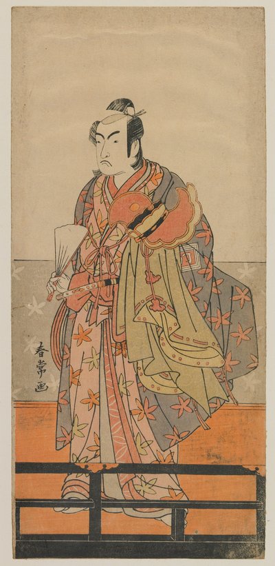 歌舞伎俳優市川門之助II雅楽の兜と衣服、江戸時代、1780年代頃（色版画） 作： Shunjo