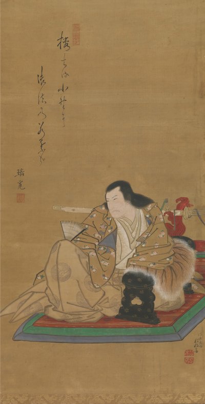 俳優嵐理寛の肖像I、ca。 1812年。 作： Shunkosai Hokushu