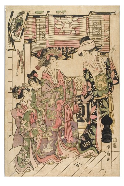 神社参拝 作： Shunsen Katsukawa