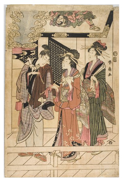 神社参拝 作： Shunsen Katsukawa