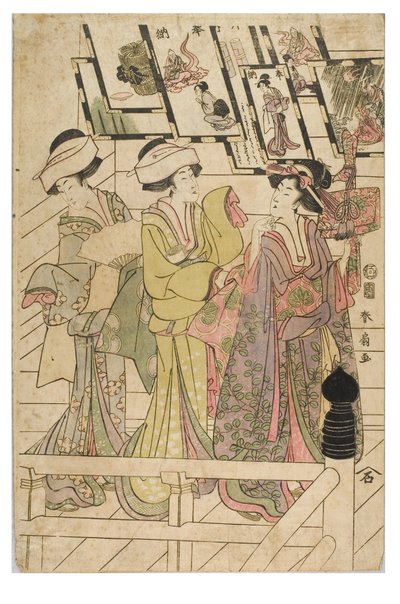神社参拝 作： Shunsen Katsukawa