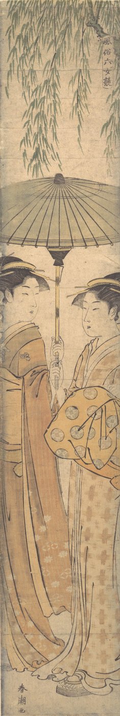 傘の下の美女、18世紀後半。 作： Shunsho