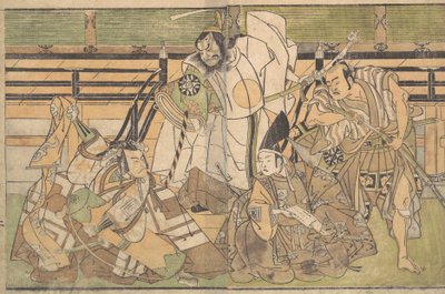 役割不明の 4 人の俳優、18 世紀後半。 作： Shunsho
