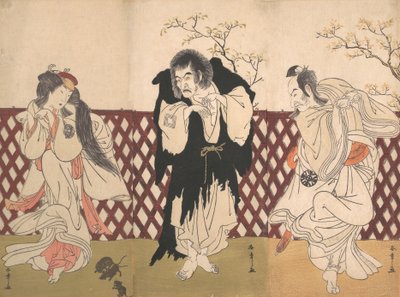 芝居「花相雲源氏引」より文覚僧の四代目市川團十郎、1775年。 作： Shunsho