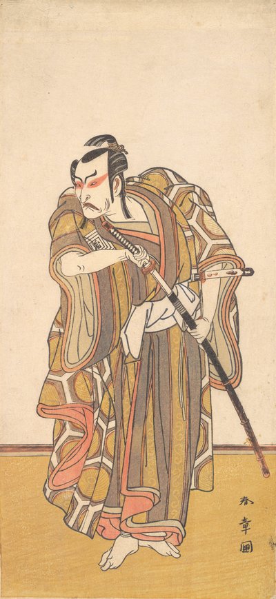 三代目市川團蔵 抜刀侍 1772年。 作： Shunsho