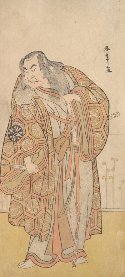 手水鉢を打つ千代崎としての三世郁之丞、18世紀後半。 作： Shunsho