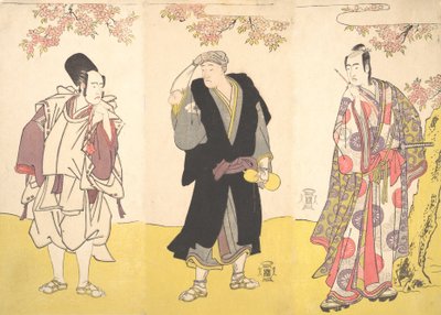 歌舞伎 あｃとｒｓ 市川 やおぞ イイイ、 尾上 松助 位、 案ｄ 沢村 ソジュろ イイイ、 １１ｔｈ 門ｔｈ、 １７８６。 作： Shunsho