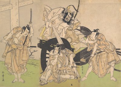 歌舞伎 あｃとｒｓ 市川 やおぞ 言い、 中島 美保右衛門 言い、 市川 葡萄染 イイイ 。。。、 ７ｔｈ 門ｔｈ、 １７７６。 作： Shunsho