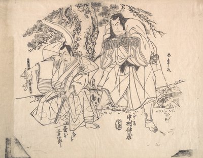 劇の一場面、18 世紀後半。 作： Shunsho