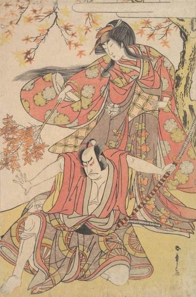 三代目瀬川菊之丞《秋のもみじの下に佇む女》 1778年頃。 1778年。 作： Shunsho