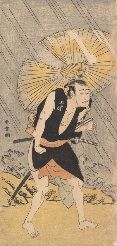 小野貞九郎役の俳優中村中蔵。 1766年。 作： Shunsho