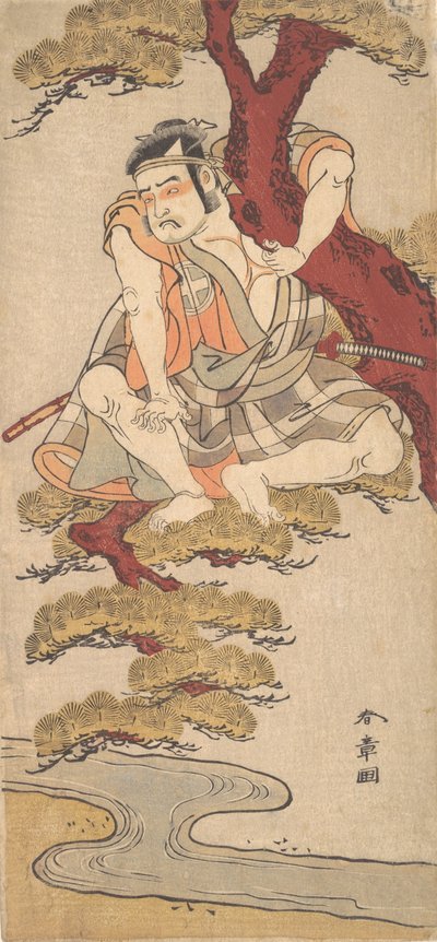三代目俳優 大谷広右衛門 松の枝から眺める… 1775年。 作： Shunsho