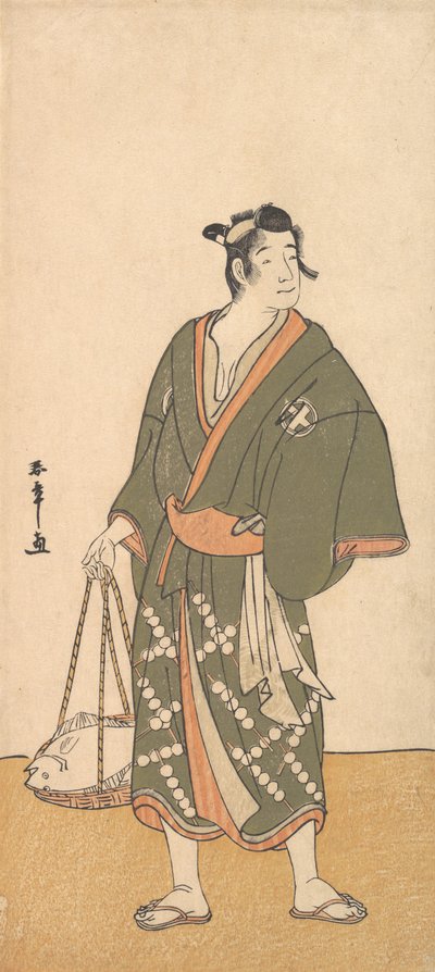 魚の行商人としての三代目俳優大谷広右衛門、1726-1792。 作： Shunsho