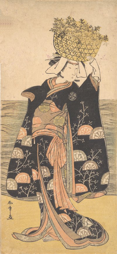 白菊の幽霊の役割を果たした初代中村仲蔵。 1778年。 作： Shunsho
