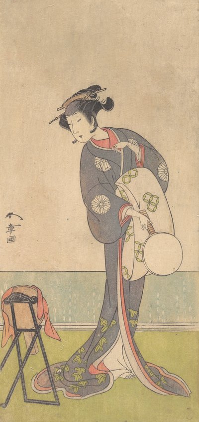部屋に立つ花魁としての初代中村富十郎、1771年。 作： Shunsho