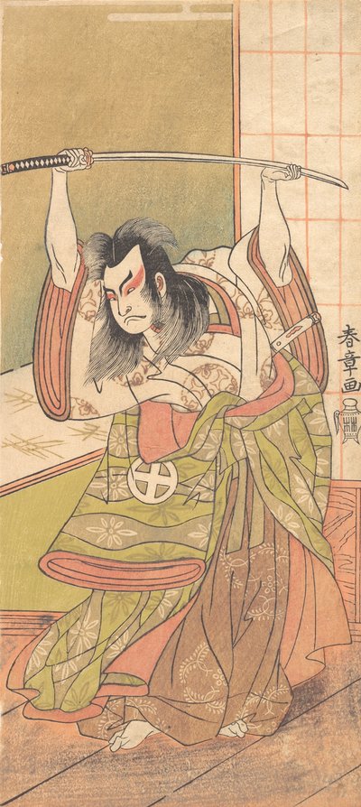 えんがわに立つ大名としての三代目大谷広治 1771年。 作： Shunsho