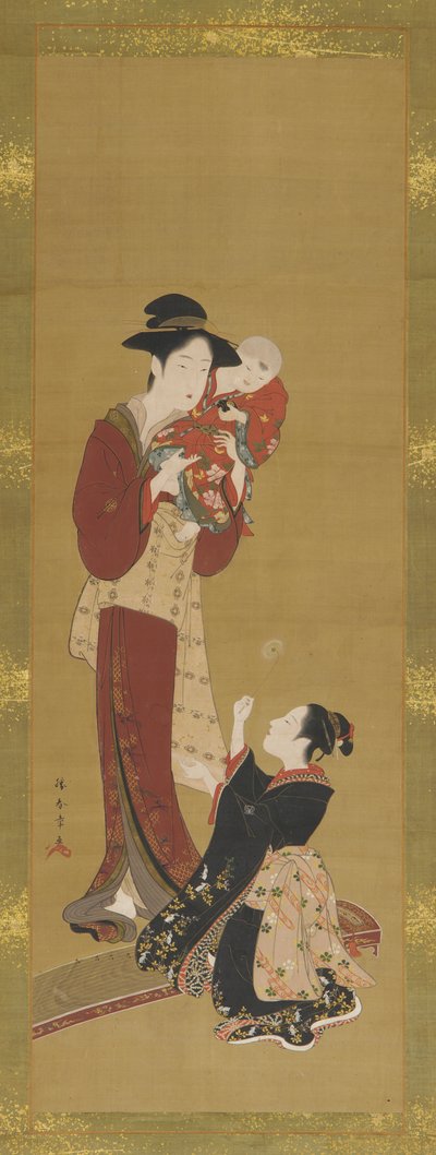 女性、赤ちゃん、少女、1726～1868年。 作： Shunsho