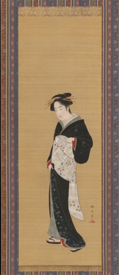 黒い着物の女、1783-89年。 作： Shunsho