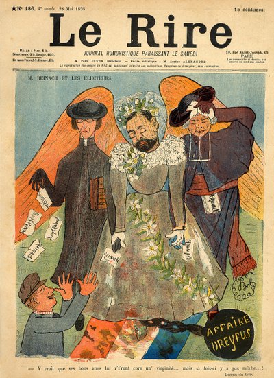 ジョセフ・ライナックの風刺画（1898年5月28日付「Le Rire」誌表紙より）（カラーリトグラフ版 作： Sibylle Gabrielle de Riquetti de Mirabeau