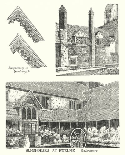 オックスフォードシャー、エウェルメのアルムハウス（彫刻 作： Sidney Heath
