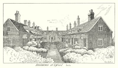 バーク州LyfordのAlmshouses(彫刻) 作： Sidney Heath